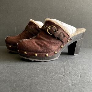 Vintage Y2K Union Bay Faux Suede Clogs 8 Fleece Lined
